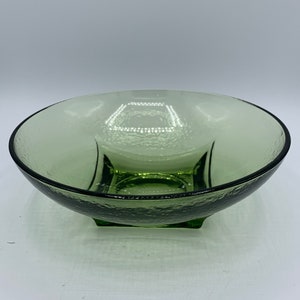Vintage Hazel Atlas Olive Green Glass Bowl: 6&quot; Round Trinket Dish
