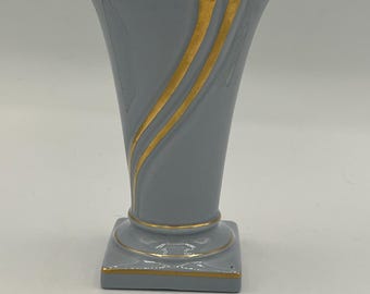 Antique | Victorian | Blue and Gold Footed Trumpet Vase