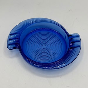 Blue Glass Vintage Ashtray: Art Deco Style