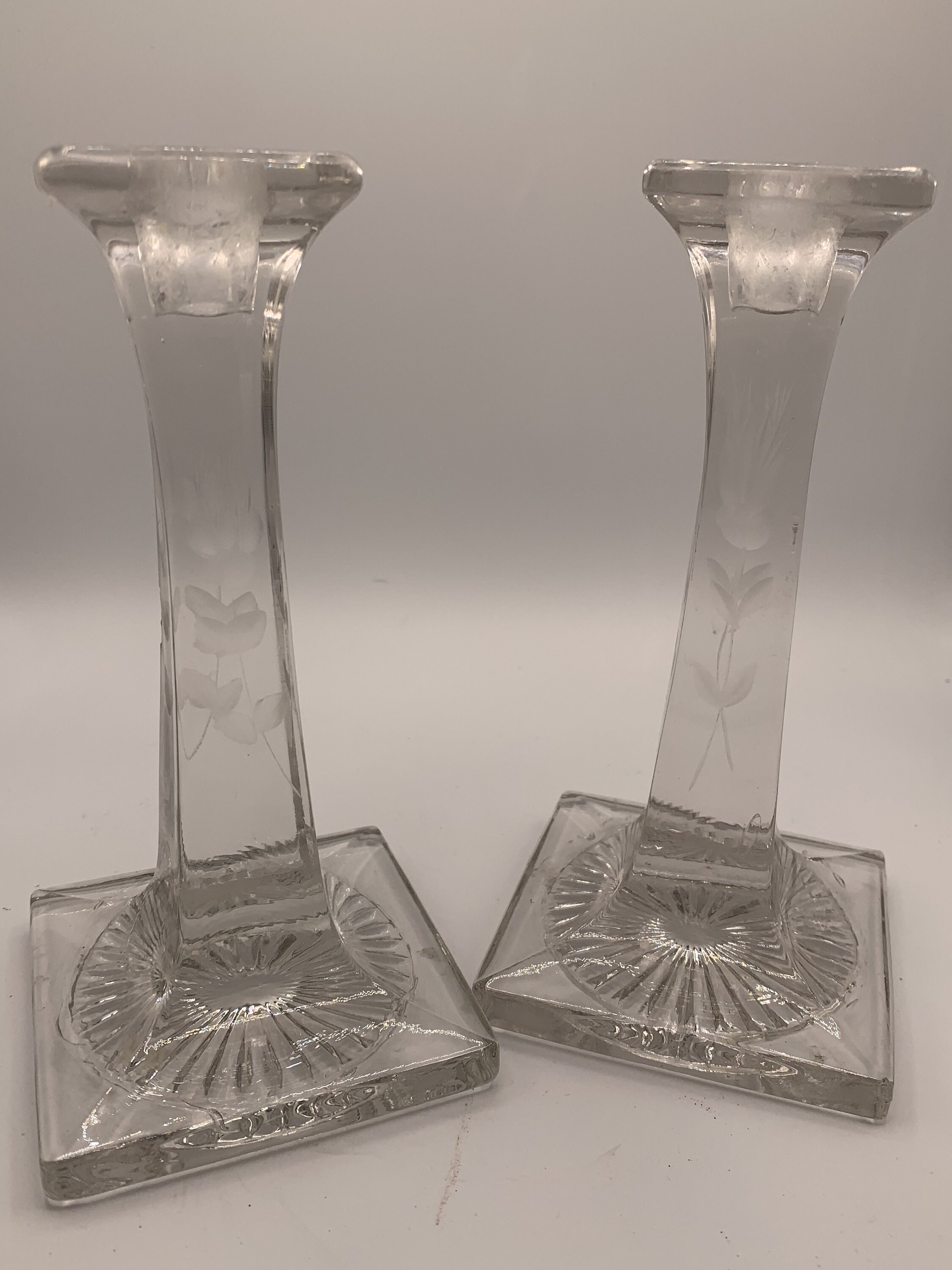 Pair of Modern Crystal Candlestick Holders Except they are Etsy