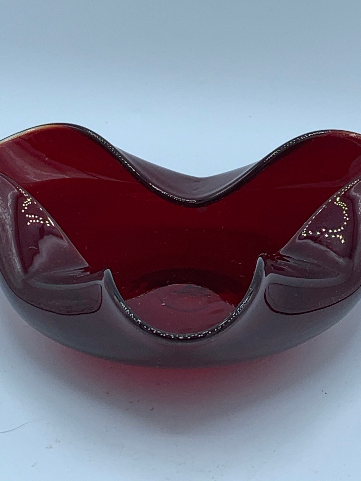 Curved Red Art Glass Bowl / Sculpture VERY UNUSUAL Hand Etsy