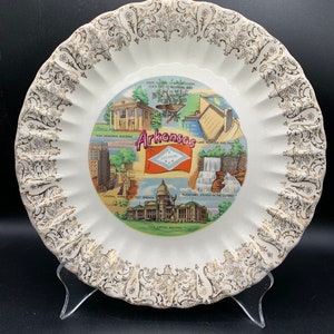 Vintage Arkansas Decorative Plate: 1950s Fine China, State Souvenir