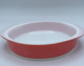 PYREX Flamingo Pink Cake Pan 221 8 inch Deep Dish Made in Canada Mid Century Handles Pyrex Ovenware Bakeware Pink