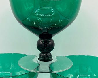 Vintage Teal Champagne Glasses: Retro Barware, Set of 5