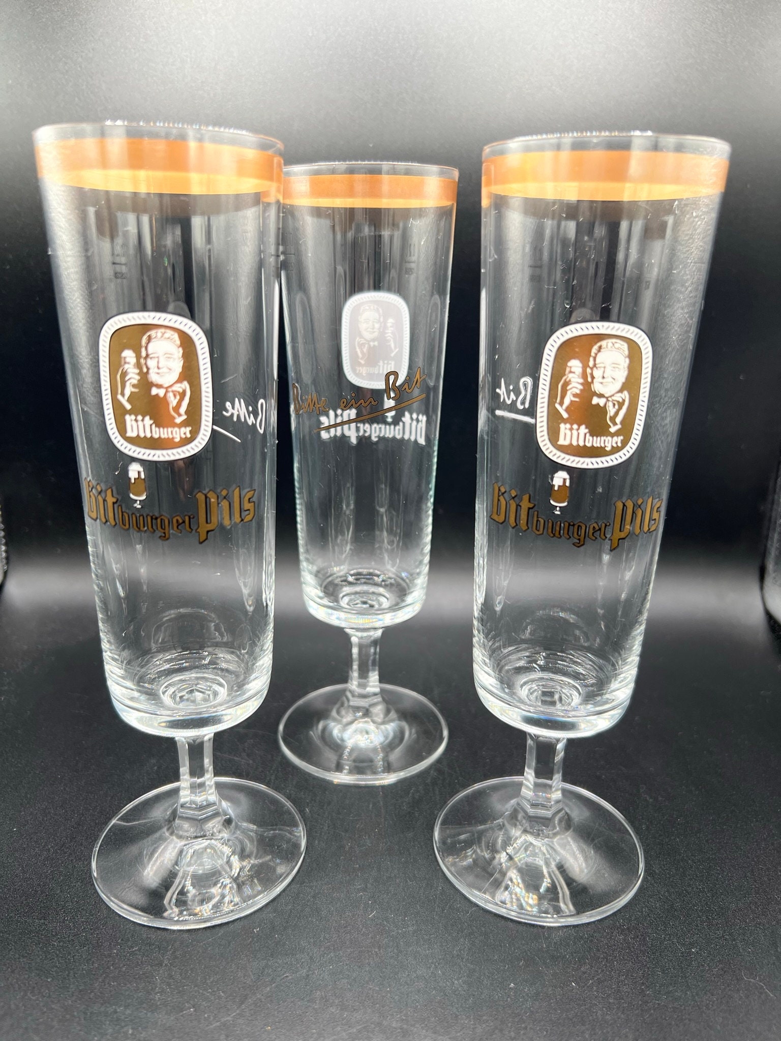 Bitburger Pils Stemmed 1970s Beer Glass German Beer Glass Etsy