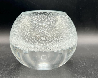 Vintage Clear Glass Paperweight - Made in Poland