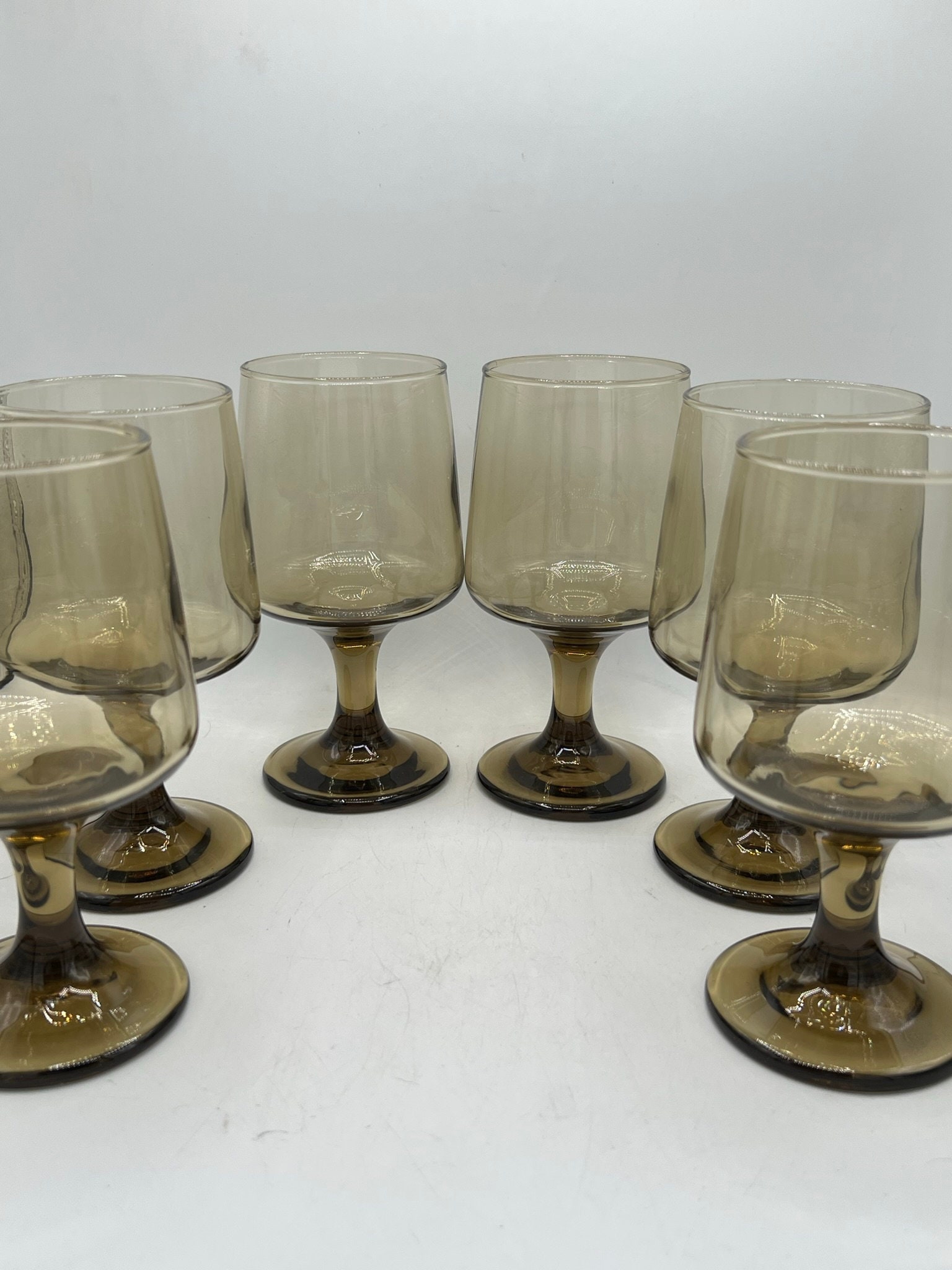 1970s Libbey Tawny Accent Champagne or Sherbet Glasses, Set of 8 - Ruby Lane