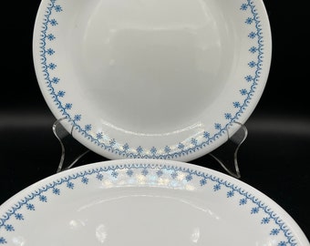 Vintage Corelle Blue Snowflake Garland Salad Plates - Set of 2