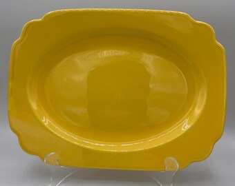 Vintage Homer Laughlin Riviera - Large Rectangle Handled Platter - Yellow - Rare Find!