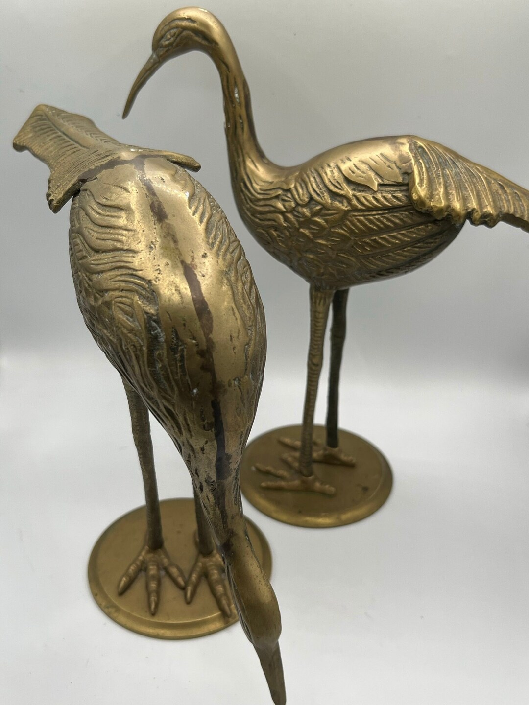 Vintage BRASS Cranes GREAT Details Wonderful Mid Century Etsy