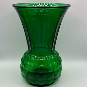 Vintage Emerald Green Pressed Glass Vase - Holiday Decor