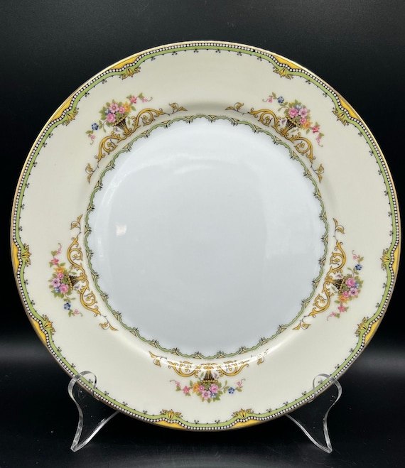 Vintage Noritake Amorosa Dinner Plate: Fine China With Gold, Green