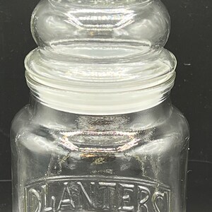 Vintage Planter&#39;s Peanut Jar: Clear Glass Container with Lid