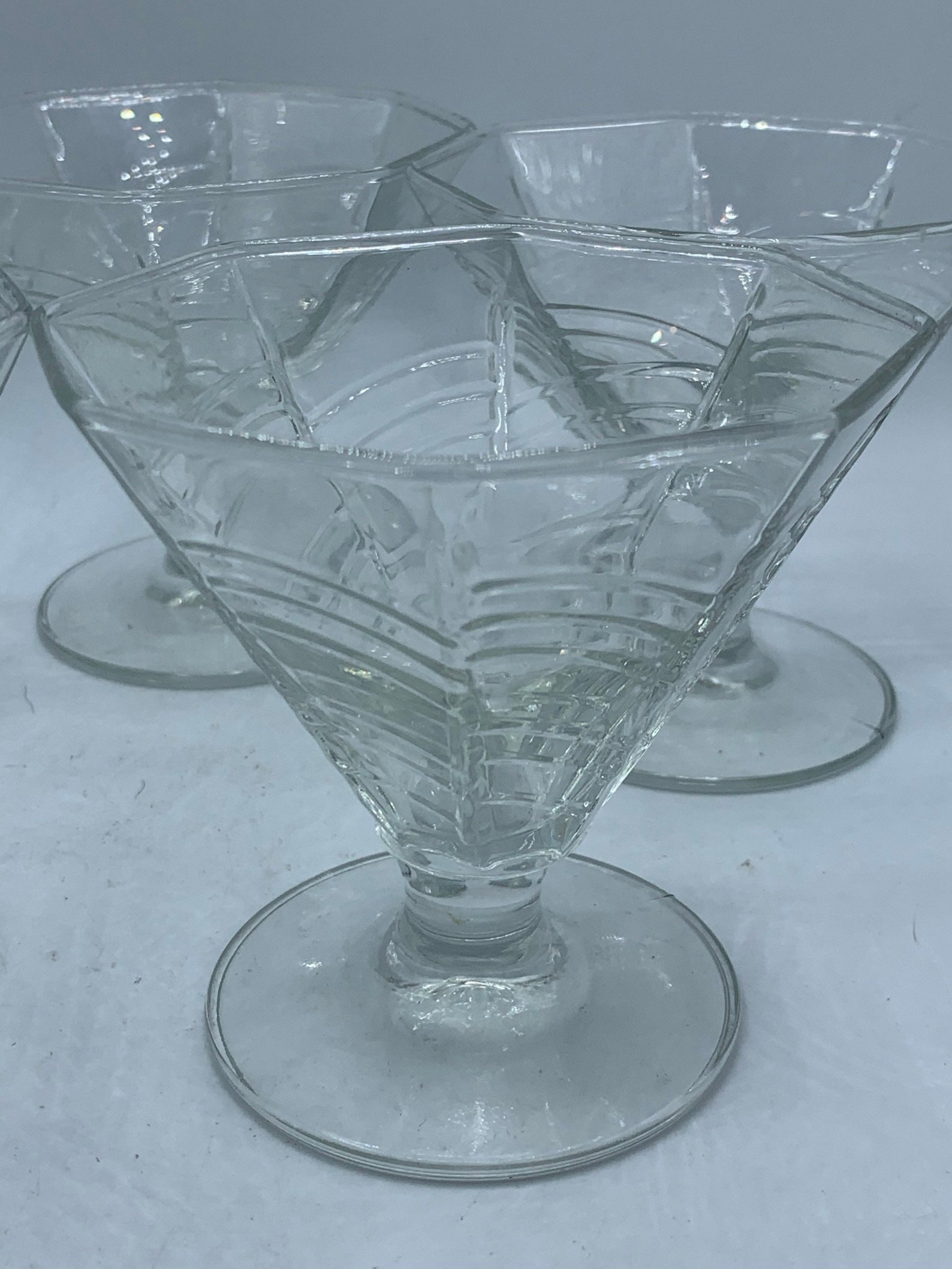 Vintage Clear Glass Art Deco Parfait Glasses Set of 5 Etsy