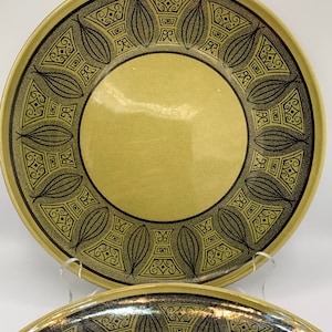 Vintage Riviera Ironstone Dinner Plates - Green Onion Design - Set of 2
