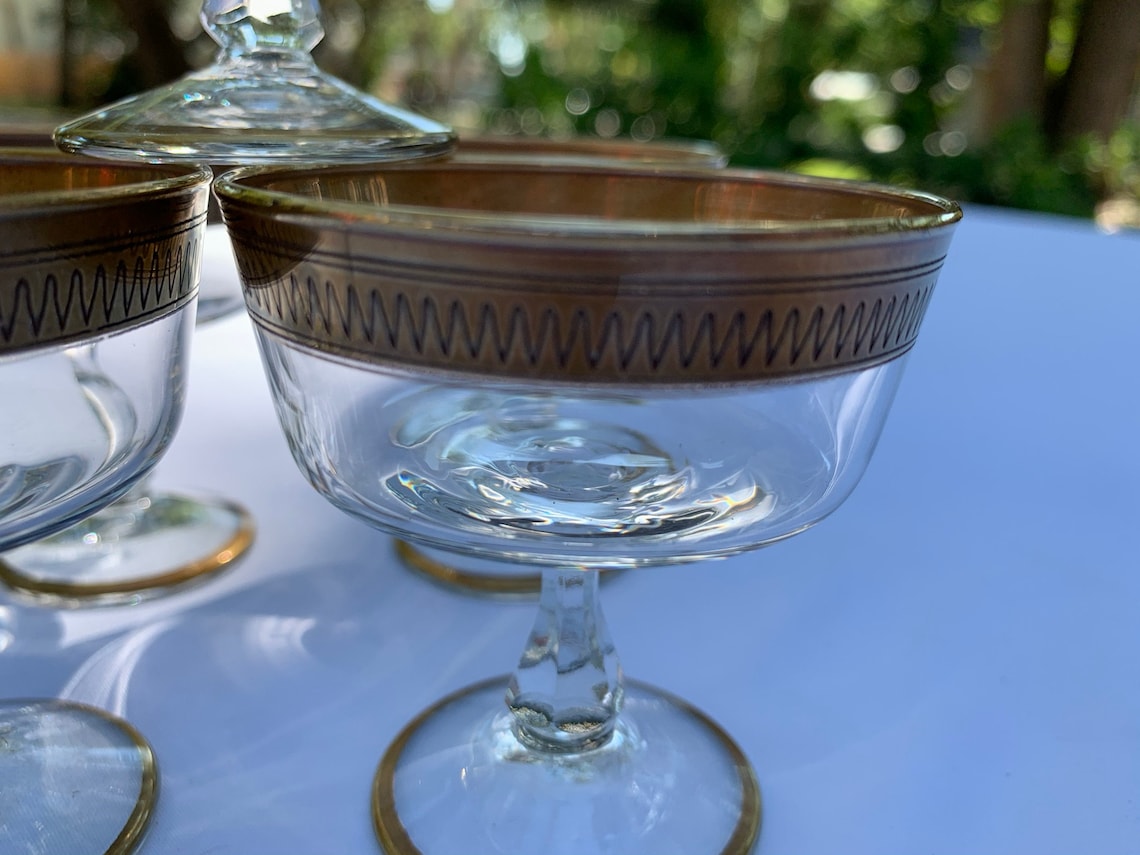 Vintage Gold Rimmed Cordial Wine Glasses Tiffin Franciscan Etsy