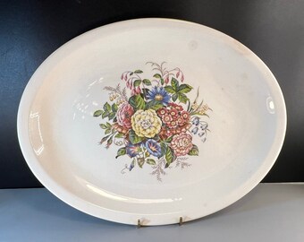 Vintage Paden City Pottery Serving Platter - 1940s - Pretty Flower Details!