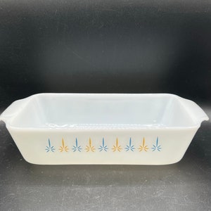 Vintage FireKing Milk Glass Loaf Pan: Retro Atomic Kitchenware