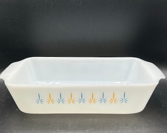 Vintage FireKing Milk Glass Loaf Pan - Great Condition - Retro Detail - Atomic!  So Fantastic!  Make Some Banana Bread!