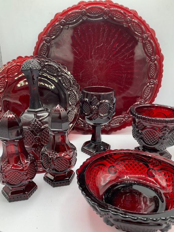 AVON 1876 Ruby Red CAPE COD Dishes Priced Individually - Etsy AVON 1876 Ruby Red CAPE COD Dishes Priced Individually - Etsy