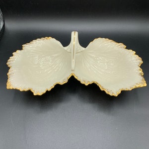Lenox Double Sided Serving Dish with Gold Trim - Leaf Shaped - So Pretty!!