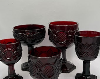 AVON 1876 Cape Cod Ruby Red Glass Dishes - Priced Individually