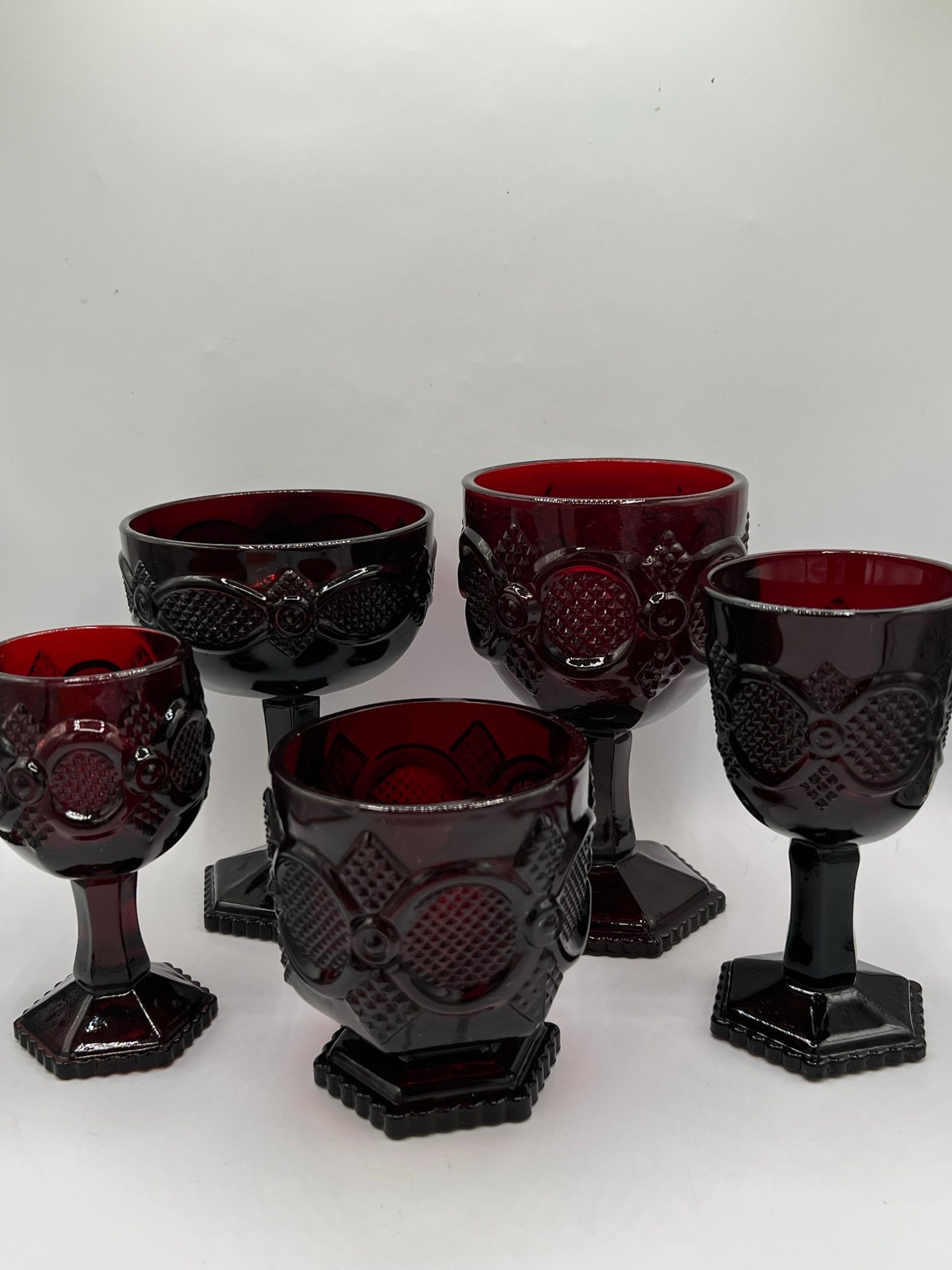 AVON 1876 Cape Cod Ruby Red Glass Dishes - Priced Individually