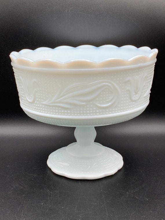 Vintage Pressed Glass Pedestal Compote Dish Vintage Pressed Glass Pedestal Compote Dish