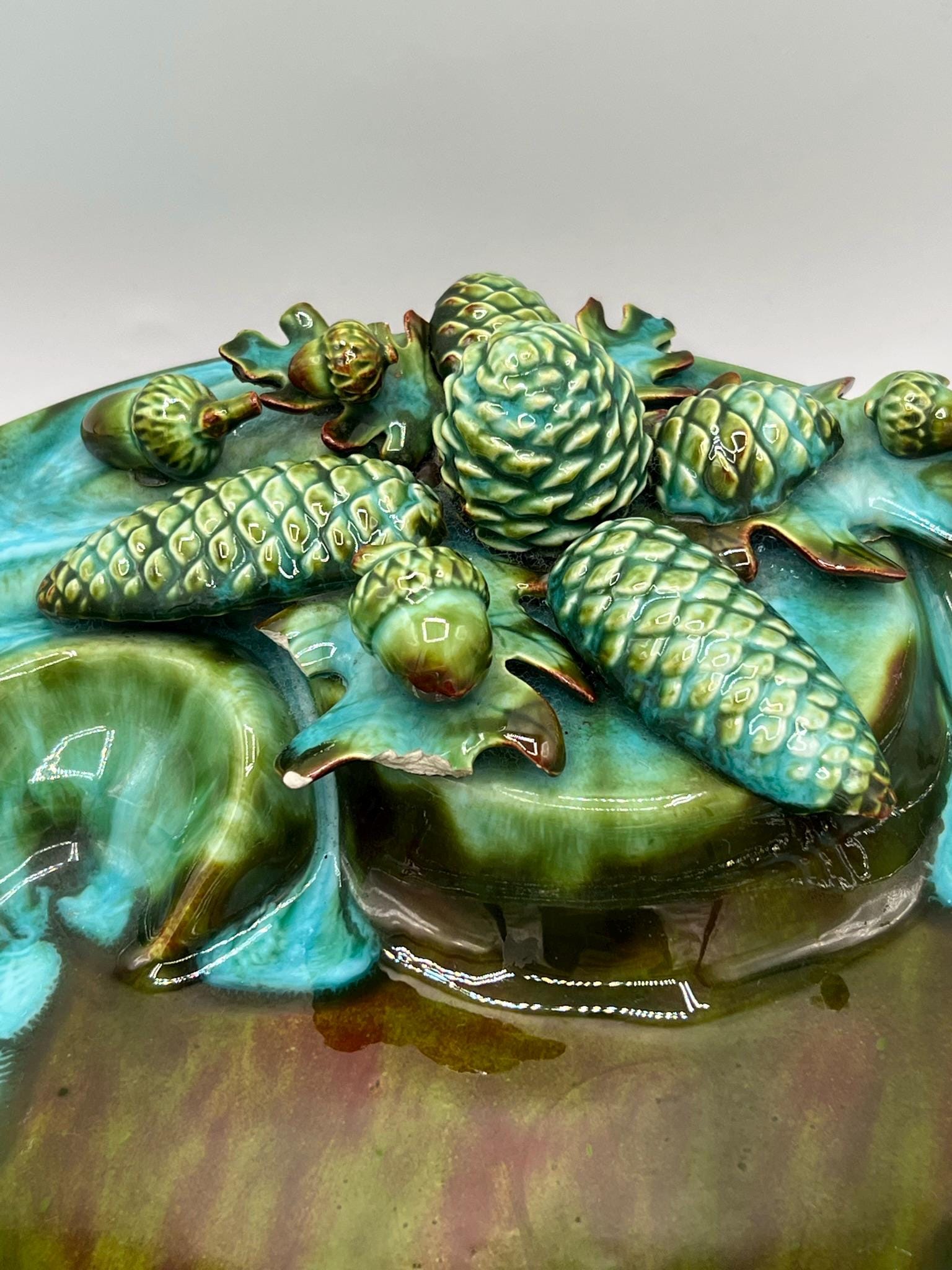 Ceramic Drip Glaze Ashtray: MCM Pinecone & Acorn Decor - Etsy