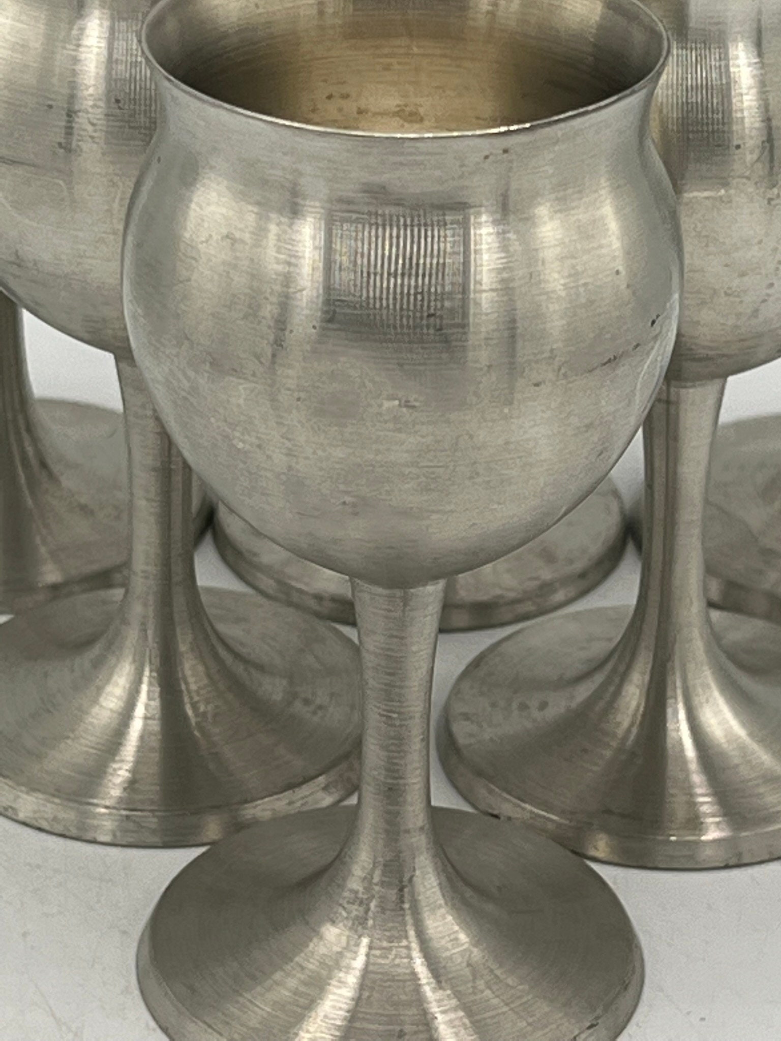 Vintage Mid Century Modern Set of 6 Pewter Cordial Glasses Etsy