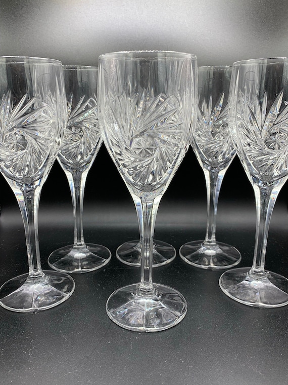 Vintage Cut Crystal Clear Wine Glass Super Fine Set of 6 These Are GREAT Glasses Etsy
