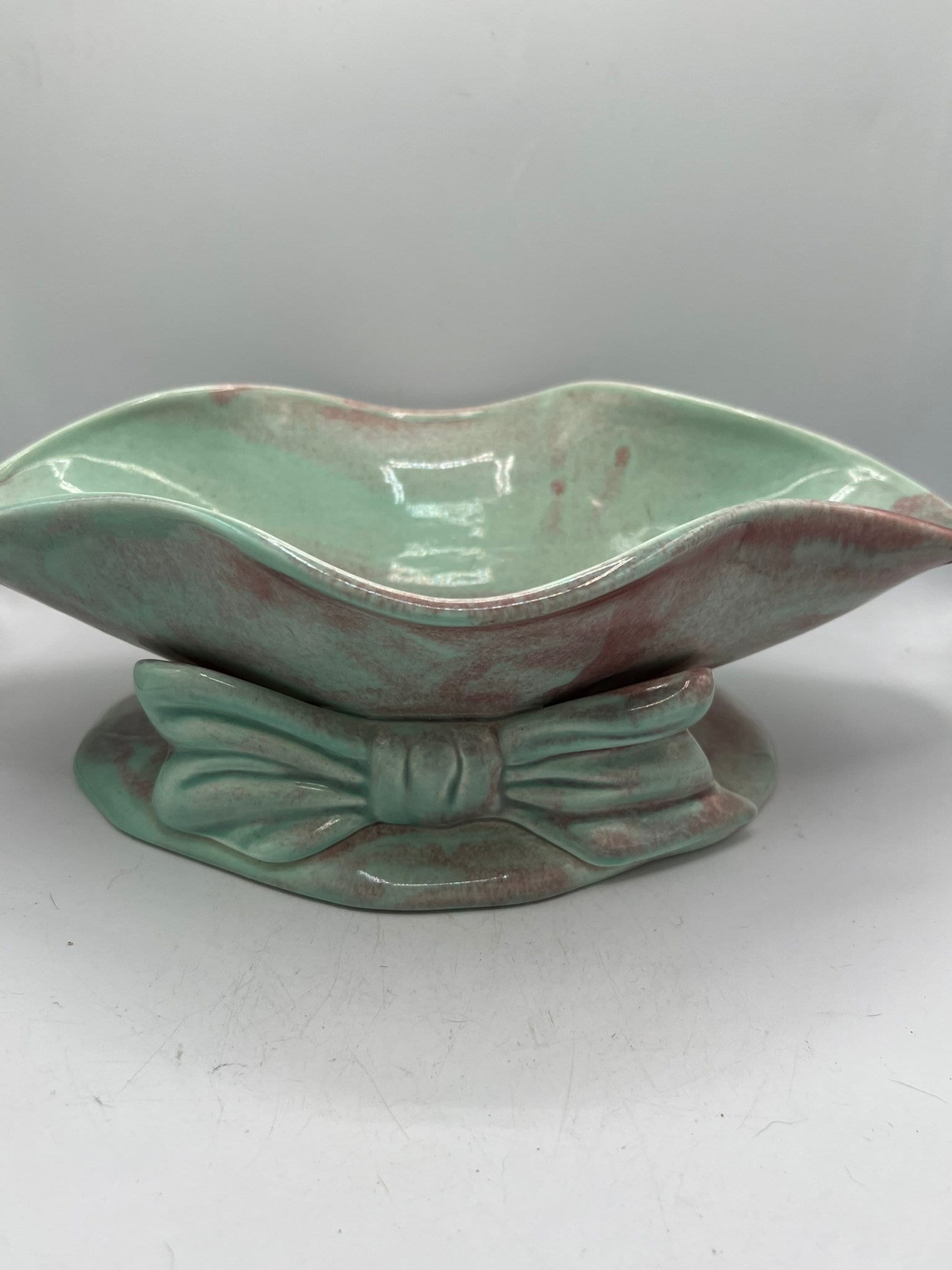 Vintage California USA Pottery - Ceramic Turquoise Basket