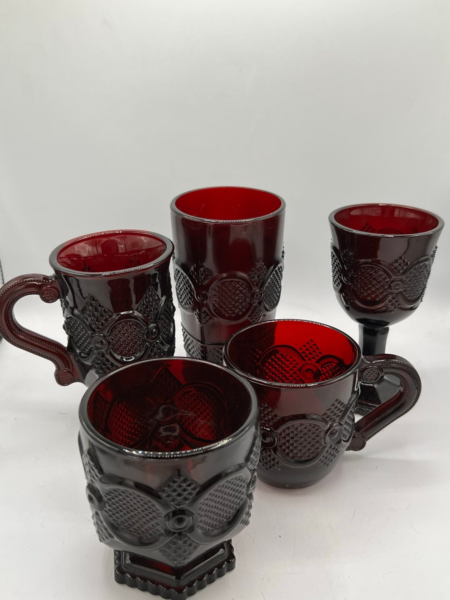 AVON 1876 Cape Cod Ruby Red Glass Dishes - Priced Individually