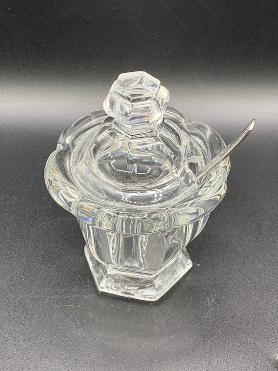 Vintage Baccarat Harcourt Crystal Lidded Condiment Jar With