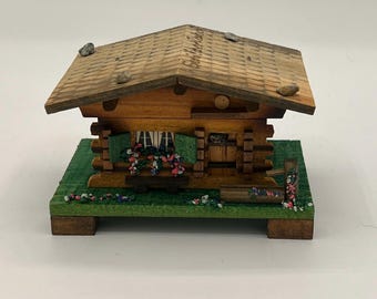 Vintage Mapsa Wooden Swiss Music Box DONAU SO BLAU Swiss house
