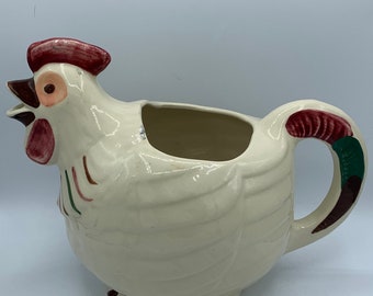 Vintage Rooster Pitcher: Rustic Kitchen Decor, Made in USA