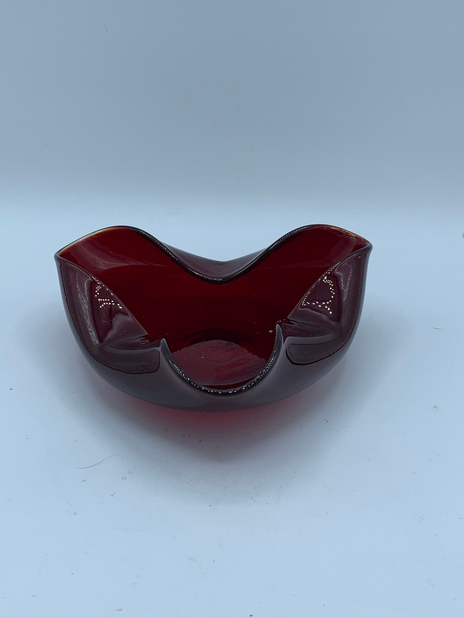 Curved Red Art Glass Bowl / Sculpture VERY UNUSUAL Hand Etsy