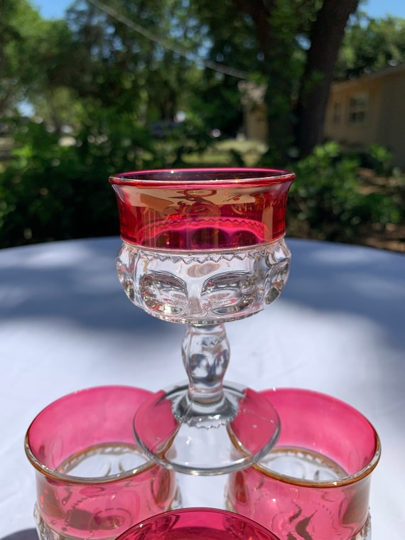 Ruby Red 1960s Kings Crown Glassware Set
