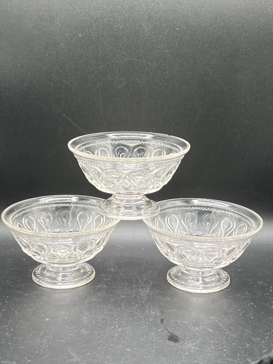 Vintage Pressed Glass Compote Dishes - Set of 3 - Etsy