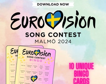 Eurovisie Songfestival 2024 Bingo - 10 kaarten
