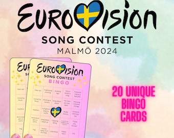 Eurovisie Songfestival 2024 Bingo - 20 kaarten