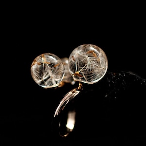 Dandelion seeds Ring Dandelion Ball Resin Botanical Ring Plants Gold Plated Jewelry Nature Jewelry Gift for Her Flower Jewelry for Women