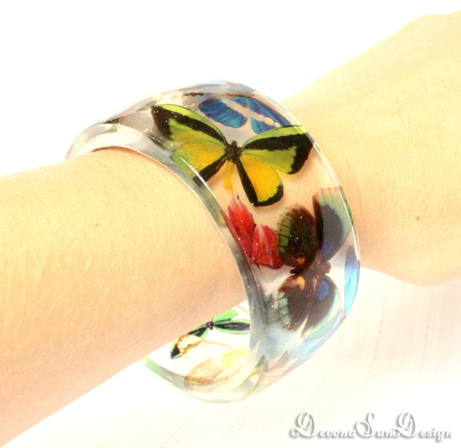 Bangle Butterfly Bracelet Resin Jewelry With Butterfly Wings Etsy
