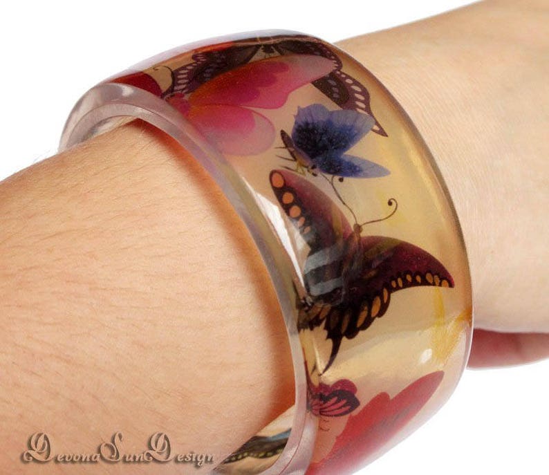 Bangle Butterfly Bracelet Resin Jewelry with Butterfly Wings Etsy