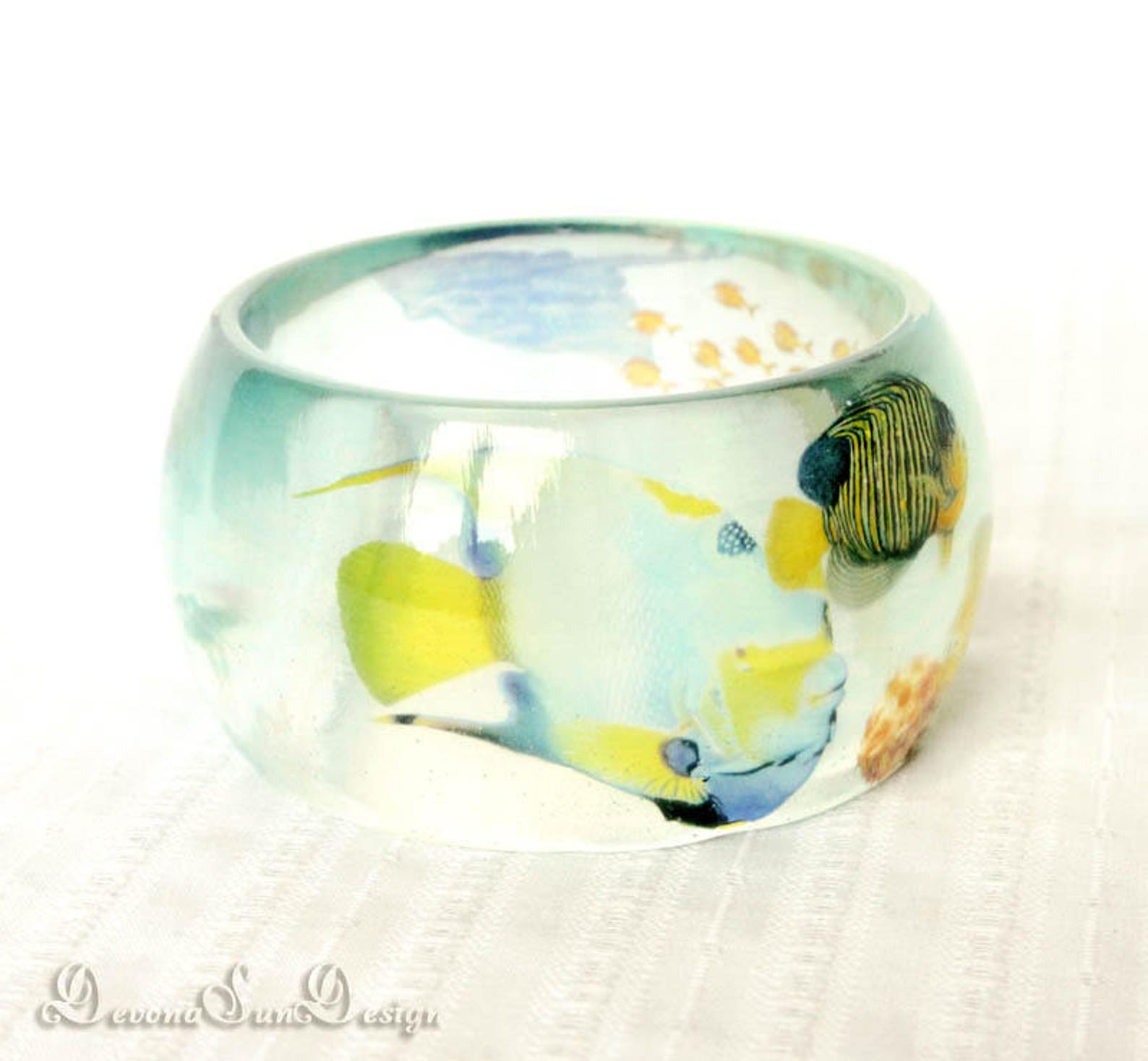 Aquarium Resin Bangle Underwater Jewelry Ocean Sea Jewelry Nautical