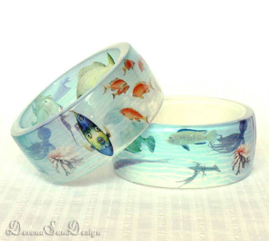 Resin Bangle Aquarium Underwater Jewelry Ocean Sea Jewelry Etsy