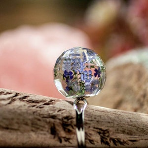 Forget Me Not Resin Ring, Nature Jewelry, Blue Flower Jewelry, Plants Forget-me-not, Botanical Ring, Real Flowers Jewelry, Ring Gift for Her