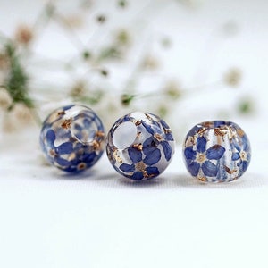 Vergissmeinnicht Harz Bead Pandora Style Charm Armband Bead European Halskette Bead Natur Echte Blaue Blume Schmuck Geschenk für Sie Pandora Charm