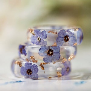 Forget Me Not Resin Ring, Nature Jewelry, Blue Flower Jewelry, Plants Forget-me-not, Botanical Ring, Real Flowers Jewelry, Ring Gift for Her