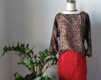 90s Suede Skirt, Vintage Red Suede Pencil Skirt, Waist 26"